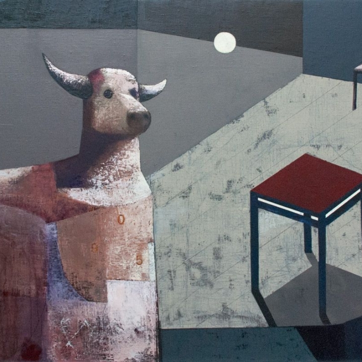 Red stool by Juss Piho