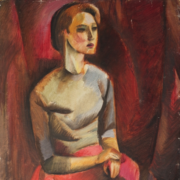 Girl in red. Portrait etude
