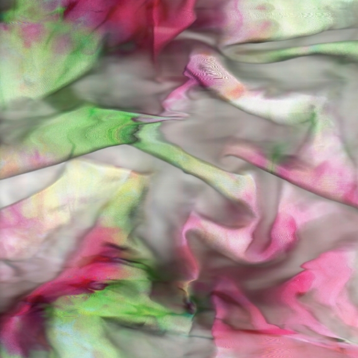  Artworks from installation Gravity Blanket: Hand dyed silk in green and pink - Inari Sandell