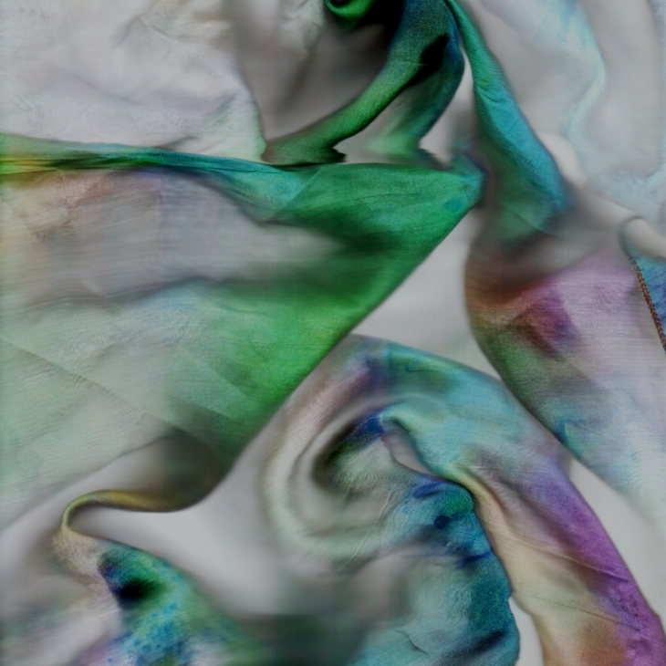 Hand dyed silk in green, blue and purple by Inari Sandell