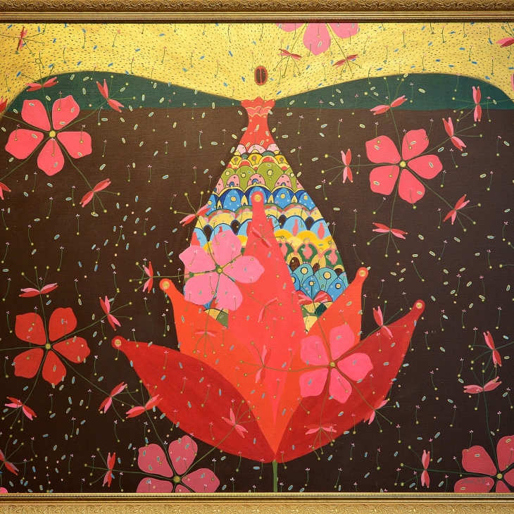Through the Pink Flowers by Pusa