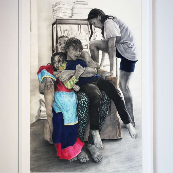 Self-portrait with children - Nelly Toussaint