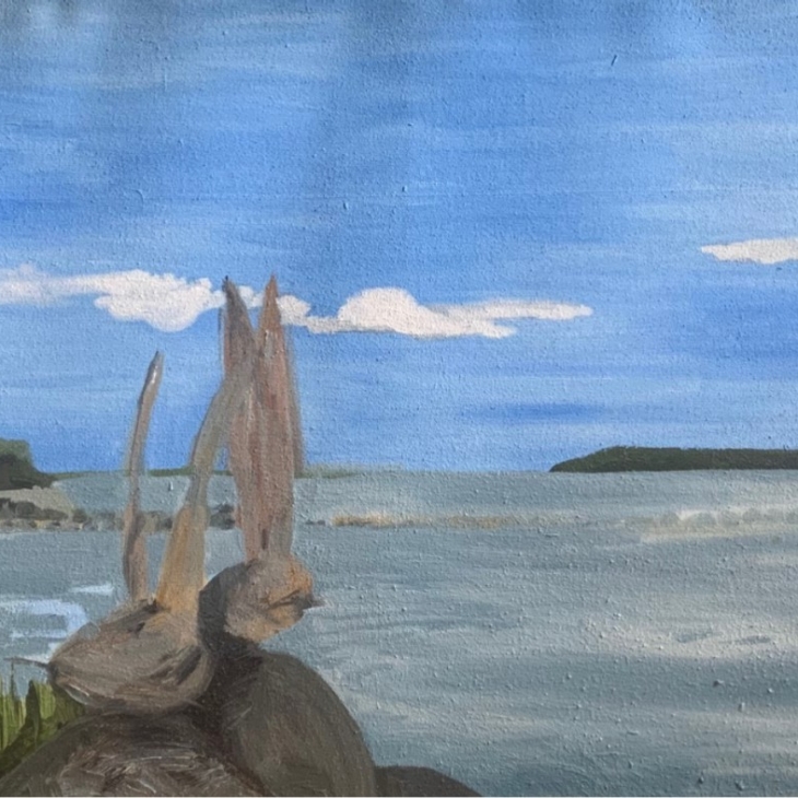 Seal Gray Sea with Hares by Pille Tael