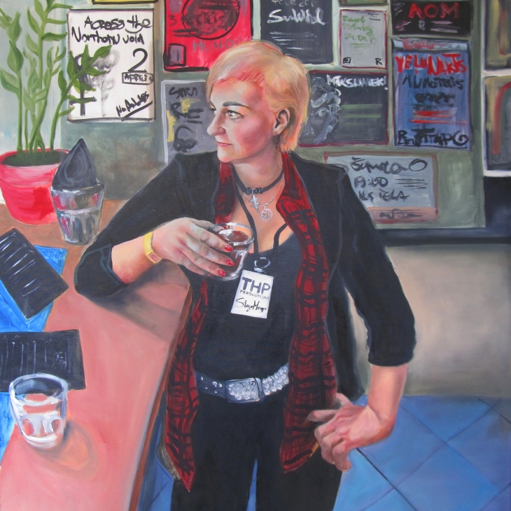 Woman by the bar by Justīne Seile-Urtāne