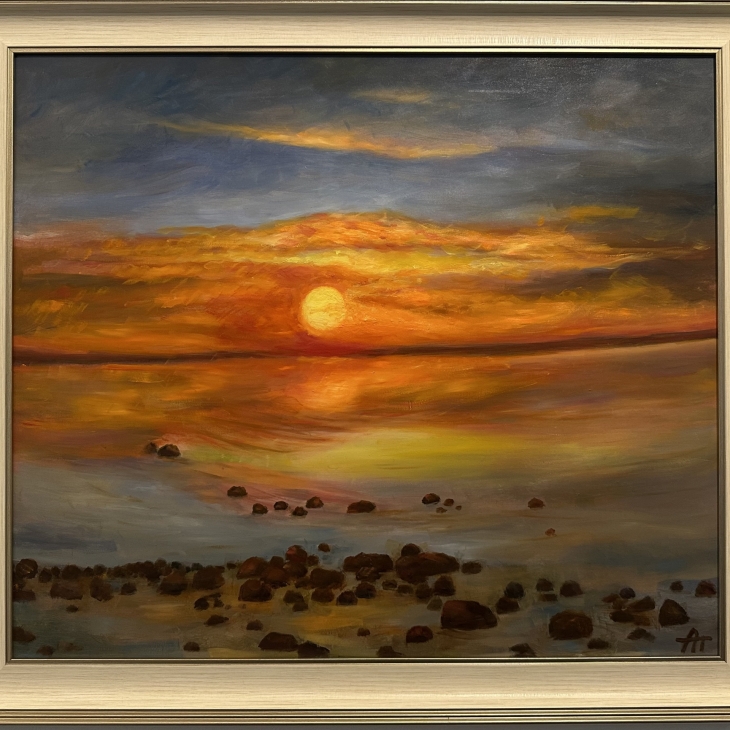 The sea is calm. Sunset by Aili Tammela