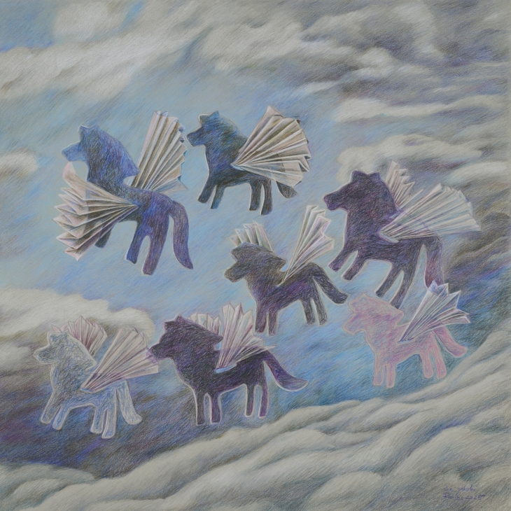 Horses in the smoke of Notre-Däme by Ene Jakobi